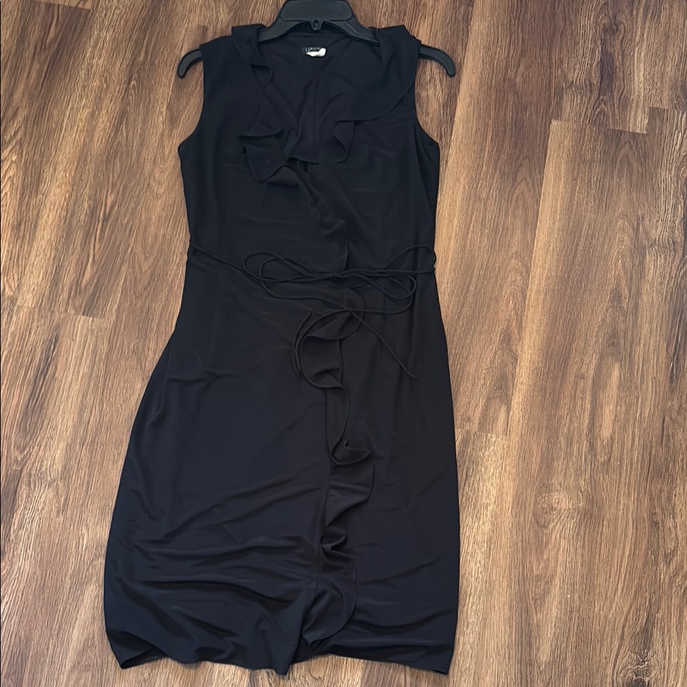J. Crew Black Midi Dress With Ruffle Detail